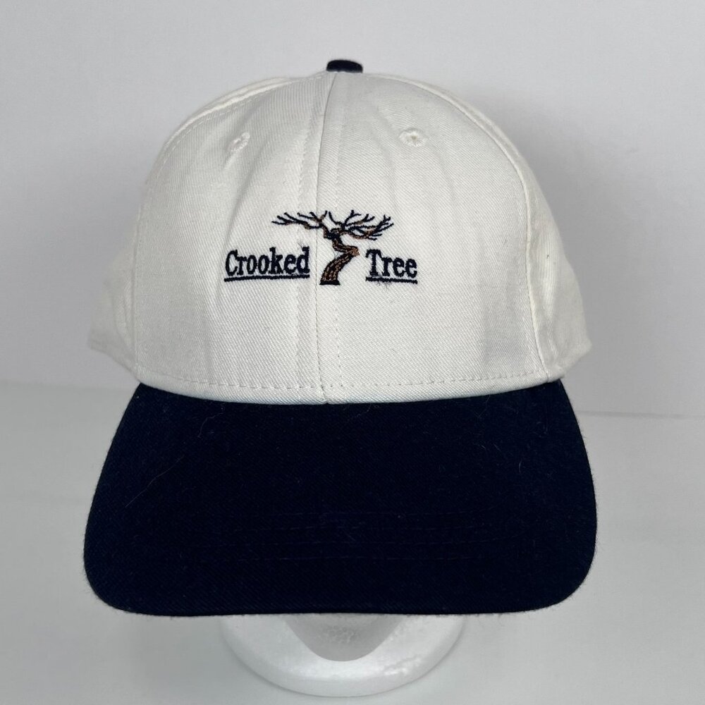 Crooked Tree Golf Club White Blue Cotton Hat Adjustable Leather Strapback Cap‎